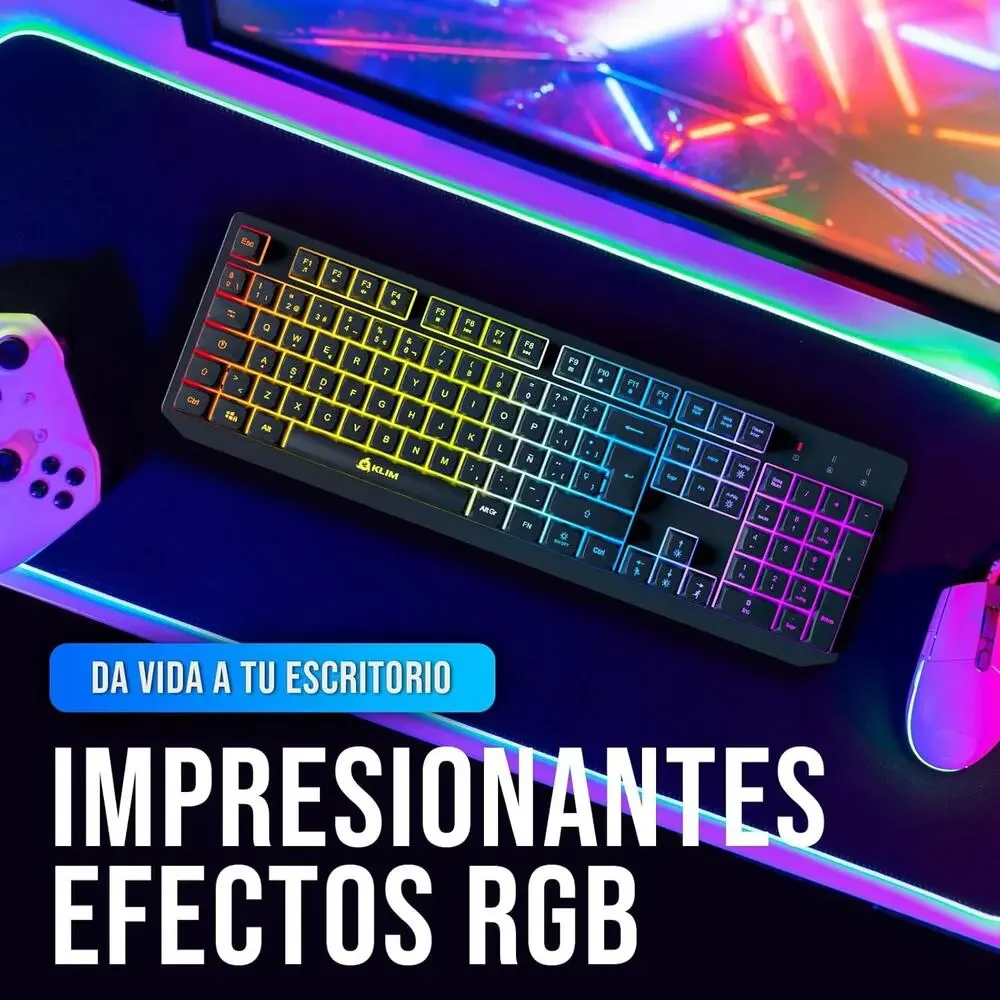 KLIM Chroma Wireless Spanish (España) Keyboard, RGB Backlit Wireless Keyboard